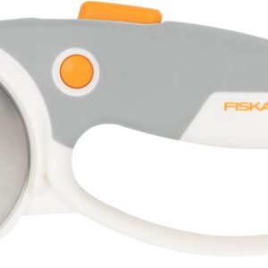 Fiskars 60mm Rotary Cutter for Fabric with Ergonomic Loop Grip And Comfort Handle, Titanium Rotary Fabric Cutter for Thick Materials