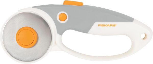 Fiskars 60mm Rotary Cutter for Fabric with Ergonomic Loop Grip And Comfort Handle, Titanium Rotary Fabric Cutter for Thick Materials