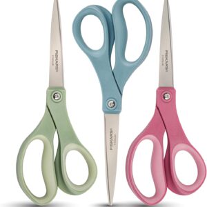 SoftGrip Titanium Scissors - Contoured Performance All Purpose - 8" Titanium - Straight Paper Scissors for Office, and Arts and Crafts - 3-Count